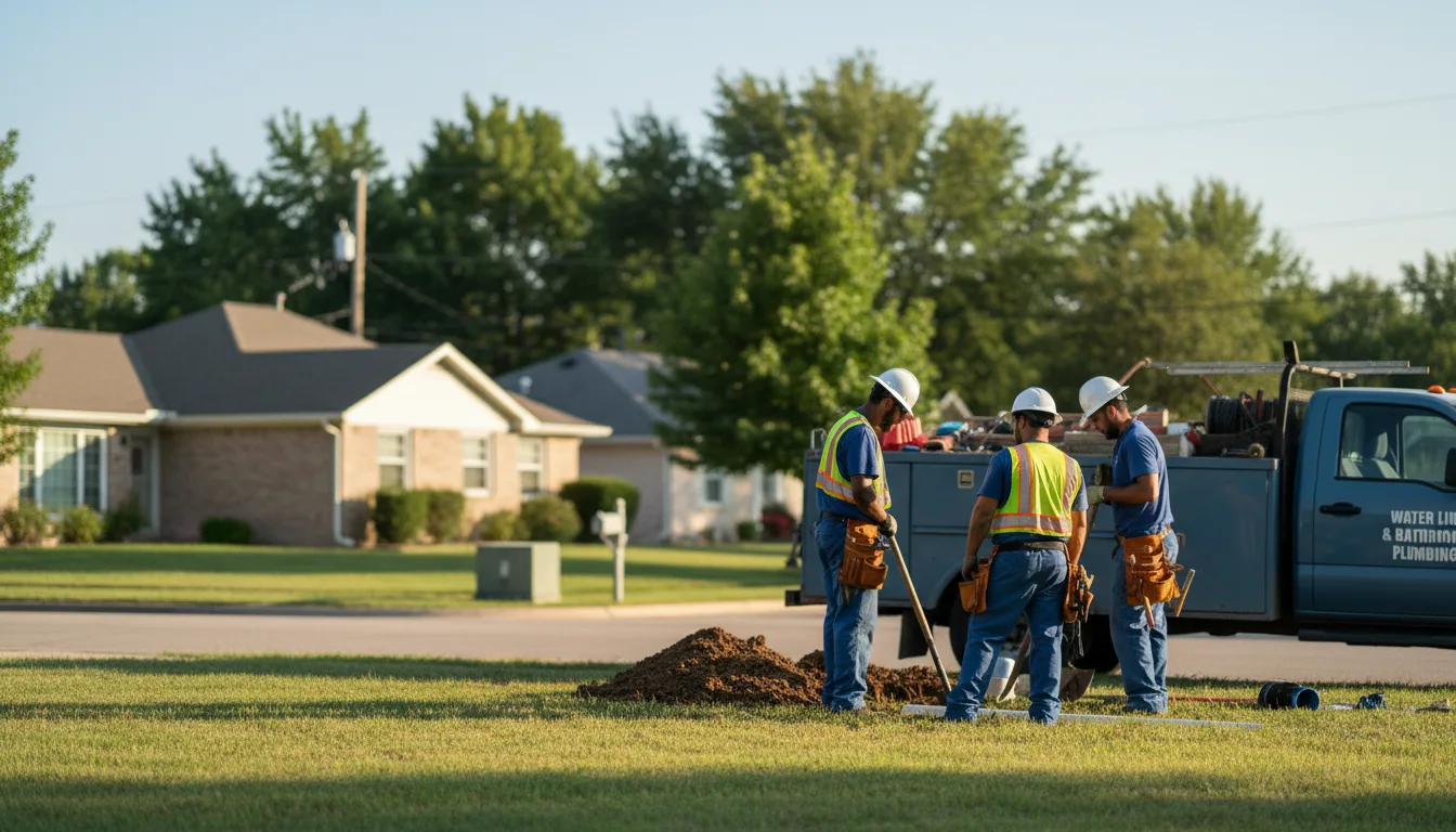 Residential water line and bathroom plumbing service in Rosser, TX